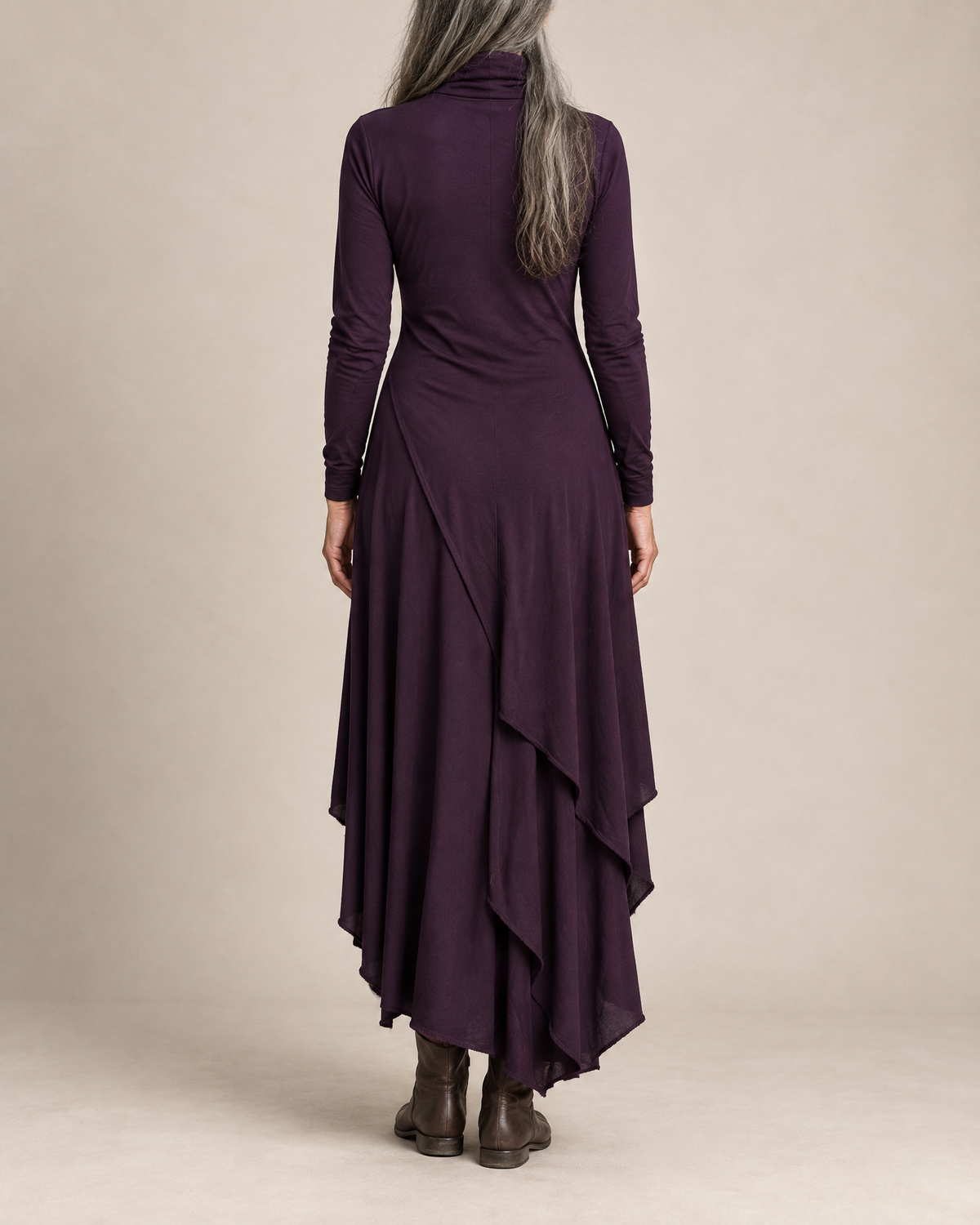 Sol - Draped Turtleneck Maxi Dress