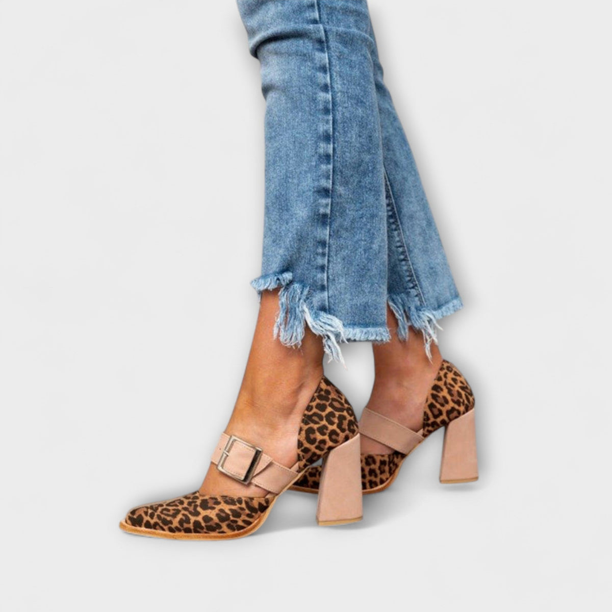Leopard Print Heeled Sandals