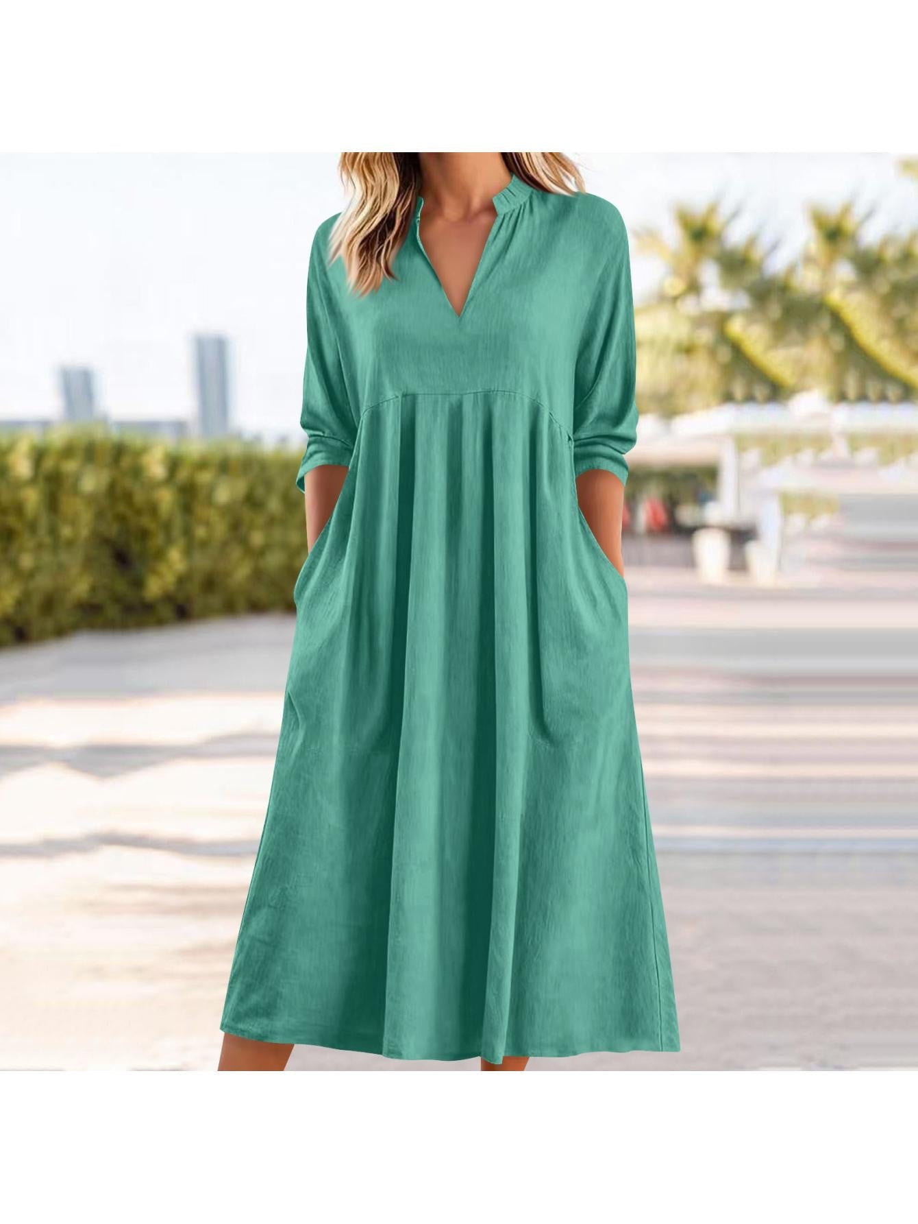 Amber | Elegant Midi Dress with Pockets