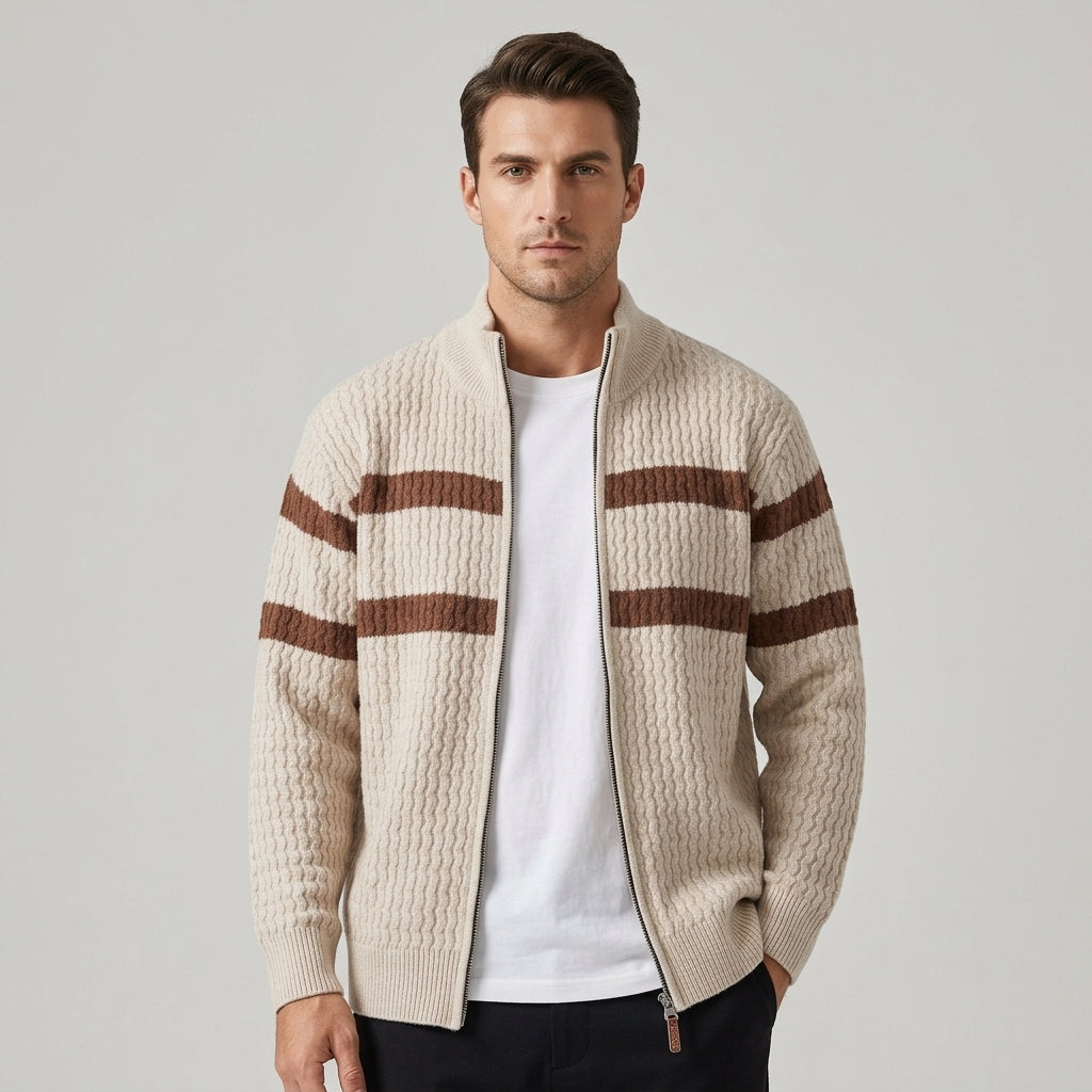 Isaac - Textured Cable Knit Cardigan