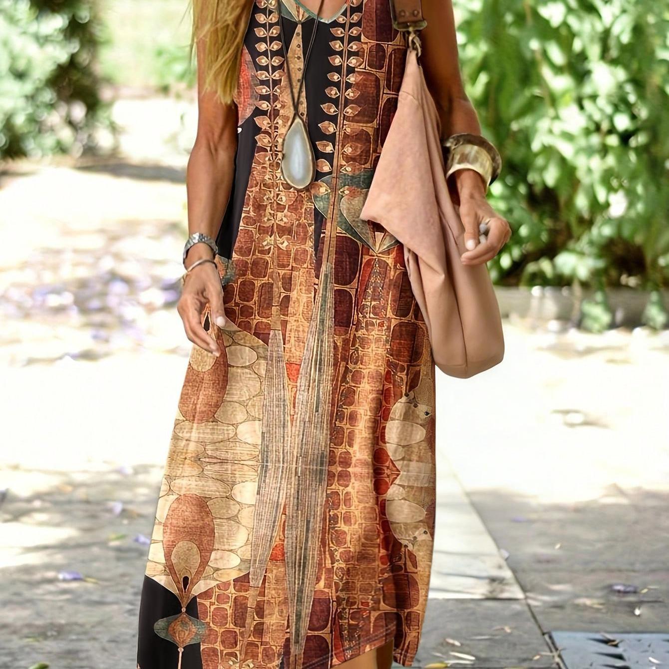Bella | Sleeveless Boho Print Dress