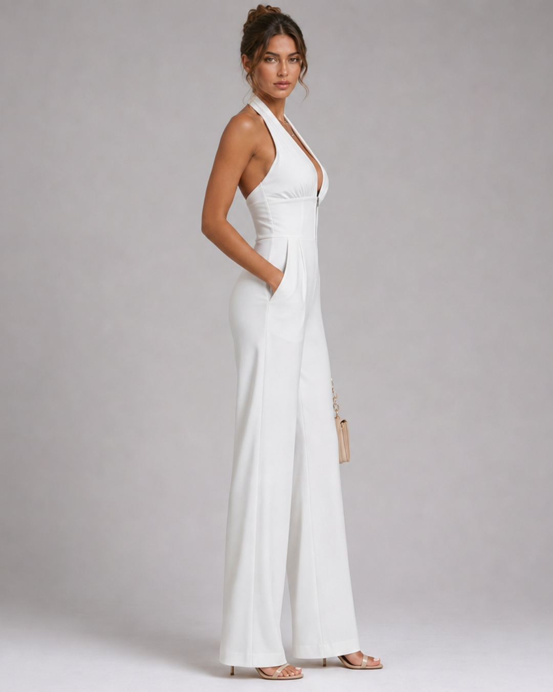 Nymera | Halter Neck Wide Leg Sleeveless Jumpsuit