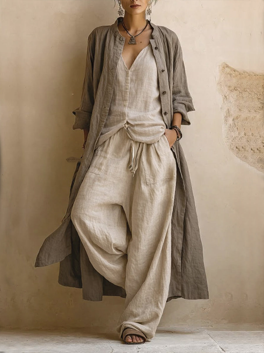 Letizia | Three-piece set with long boho cardigan