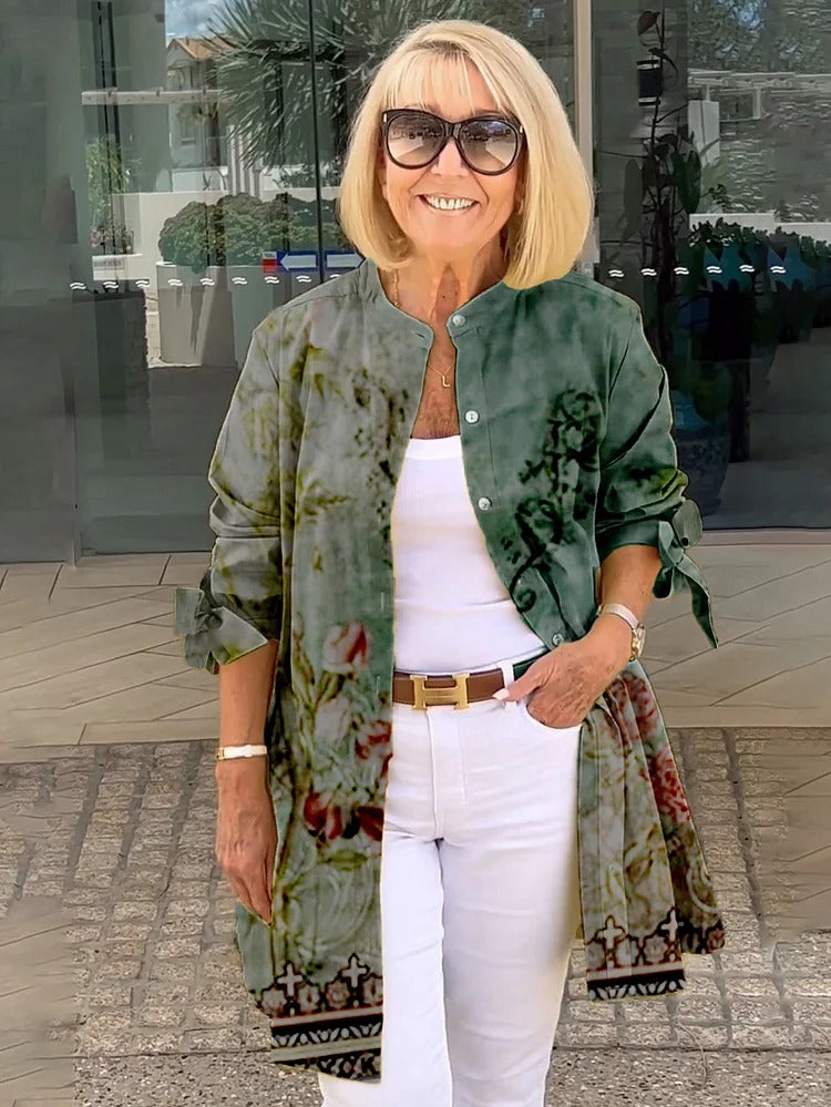 Florabel - Bow Sleeve Printed Cotton Jacket
