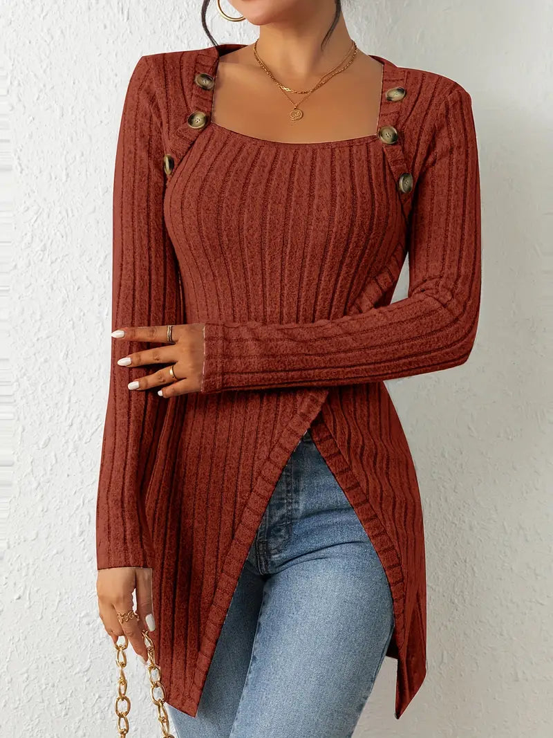 Julia™ - Trendy Ribbed Asymmetrical Top