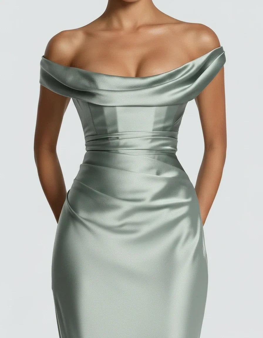 Amarante · The Draped One-Shoulder Satin Gown
