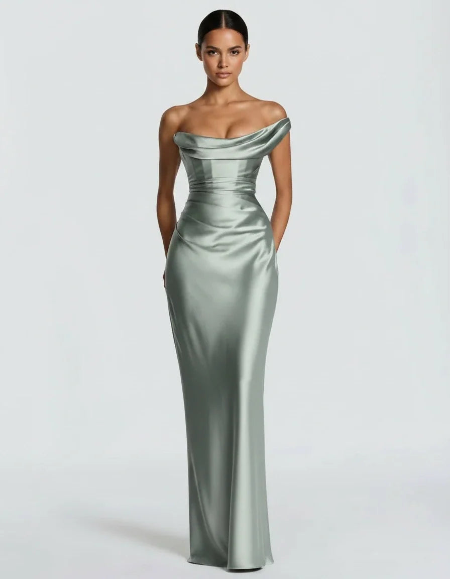 Amarante · The Draped One-Shoulder Satin Gown