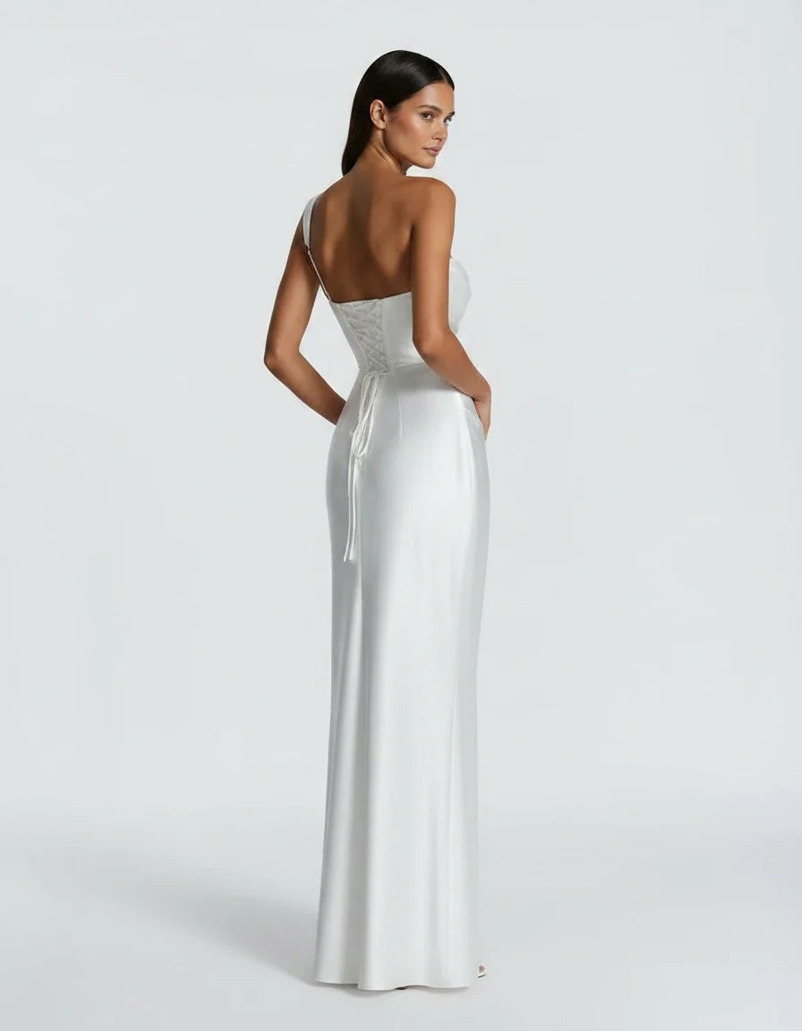 Amarante · The Draped One-Shoulder Satin Gown