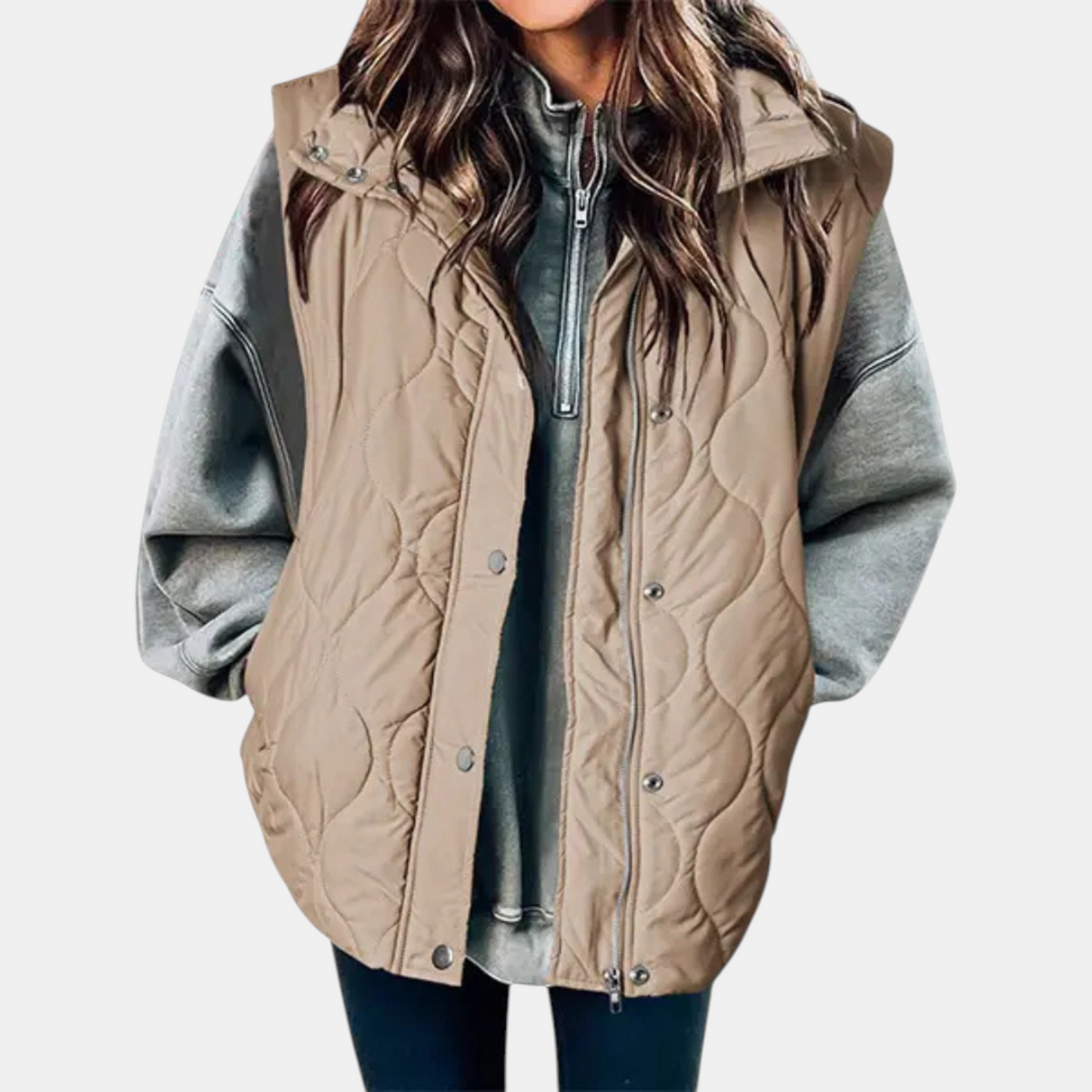 Women’s Puffer Vest Quilted Zip Up Snap Button Sleeveless Coat
