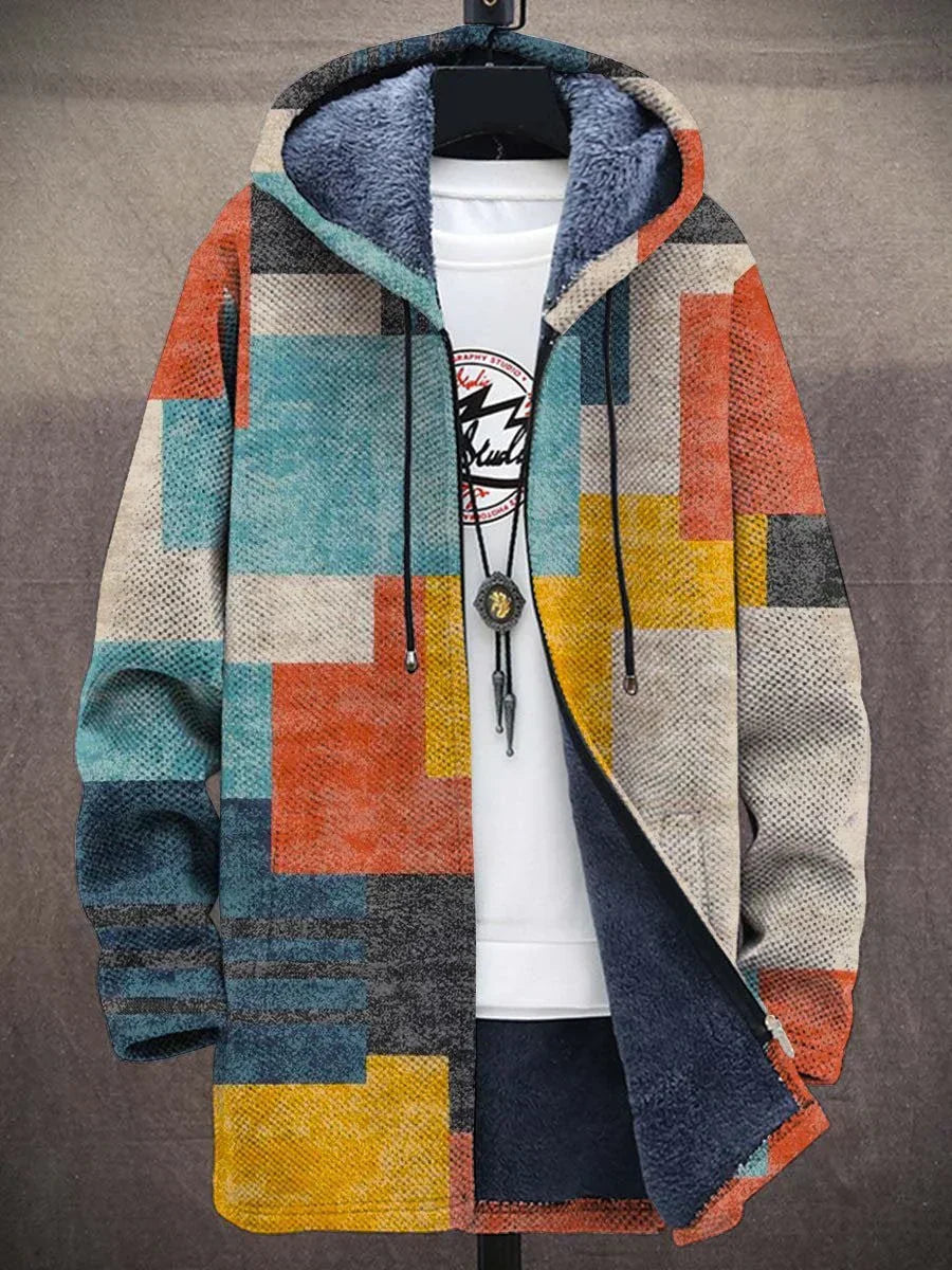 Kalinda™ | Zip-Up Hooded Cardigan with Geometric Print