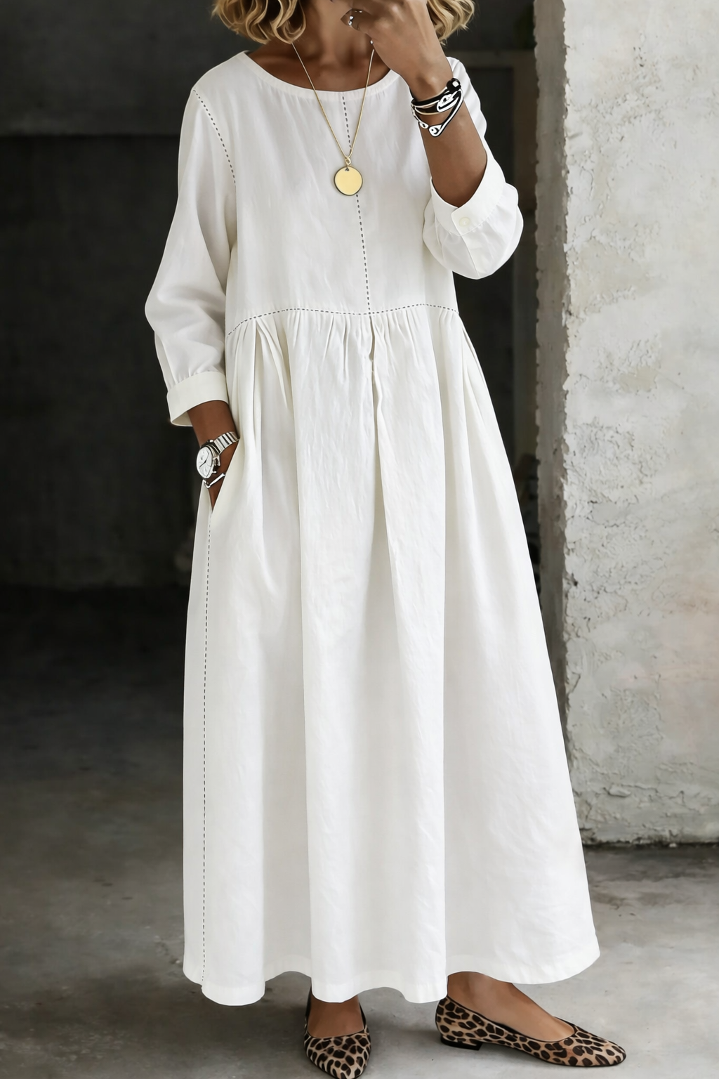 Melissa | Long Sleeve Denim Dress with Round Neck