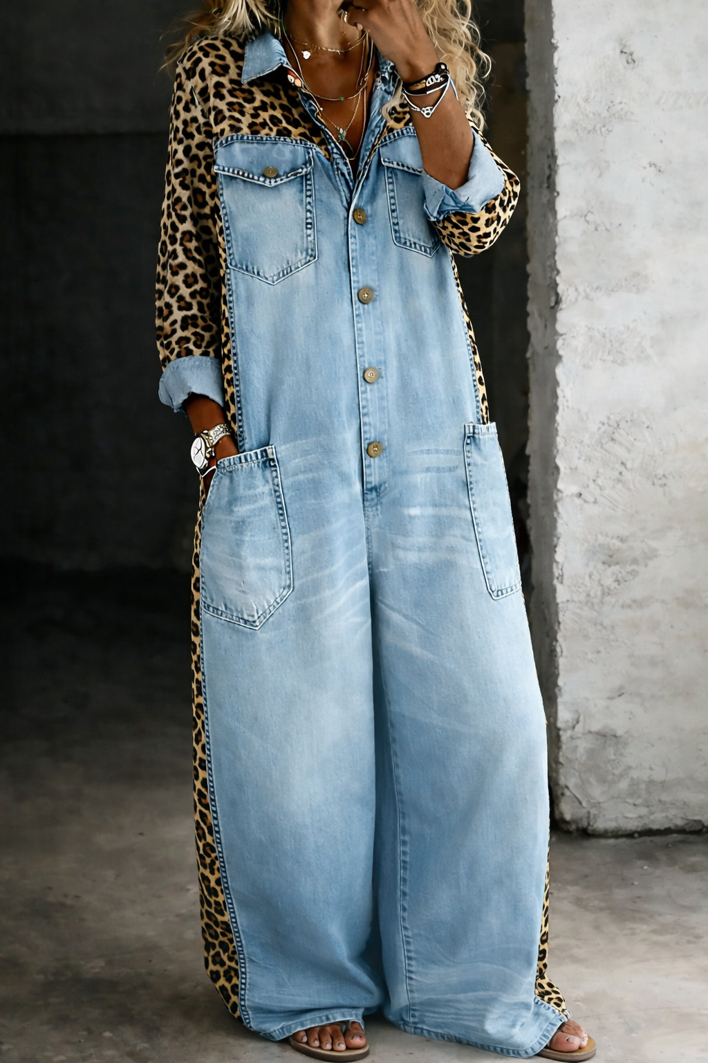 Amanda | Long Sleeve Denim Jumpsuit