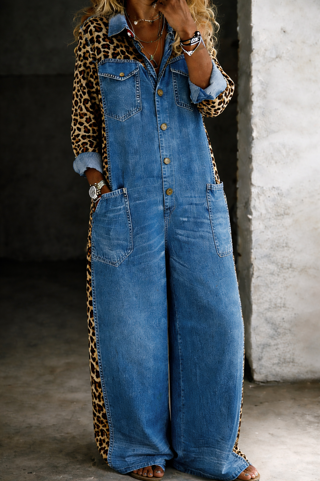 Amanda | Long Sleeve Denim Jumpsuit