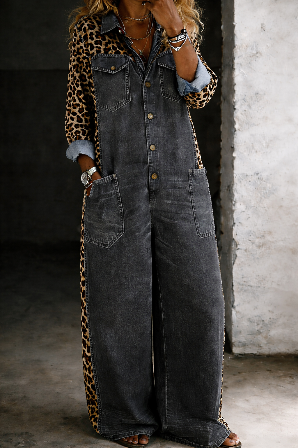 Amanda | Long Sleeve Denim Jumpsuit