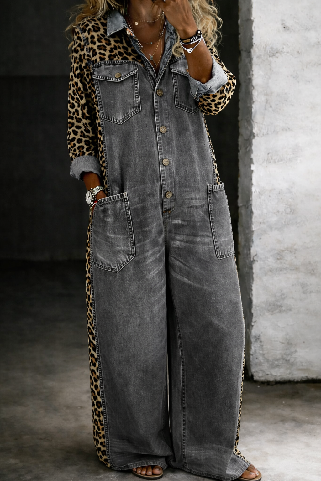 Amanda | Long Sleeve Denim Jumpsuit