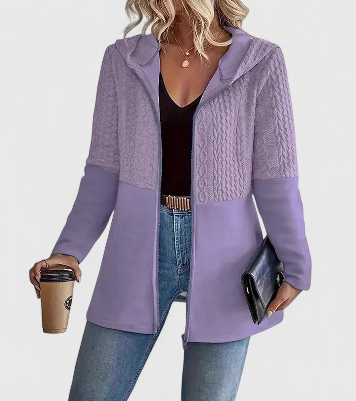 RILEY – TEXTURED ZIP-UP HOODED CARDIGAN