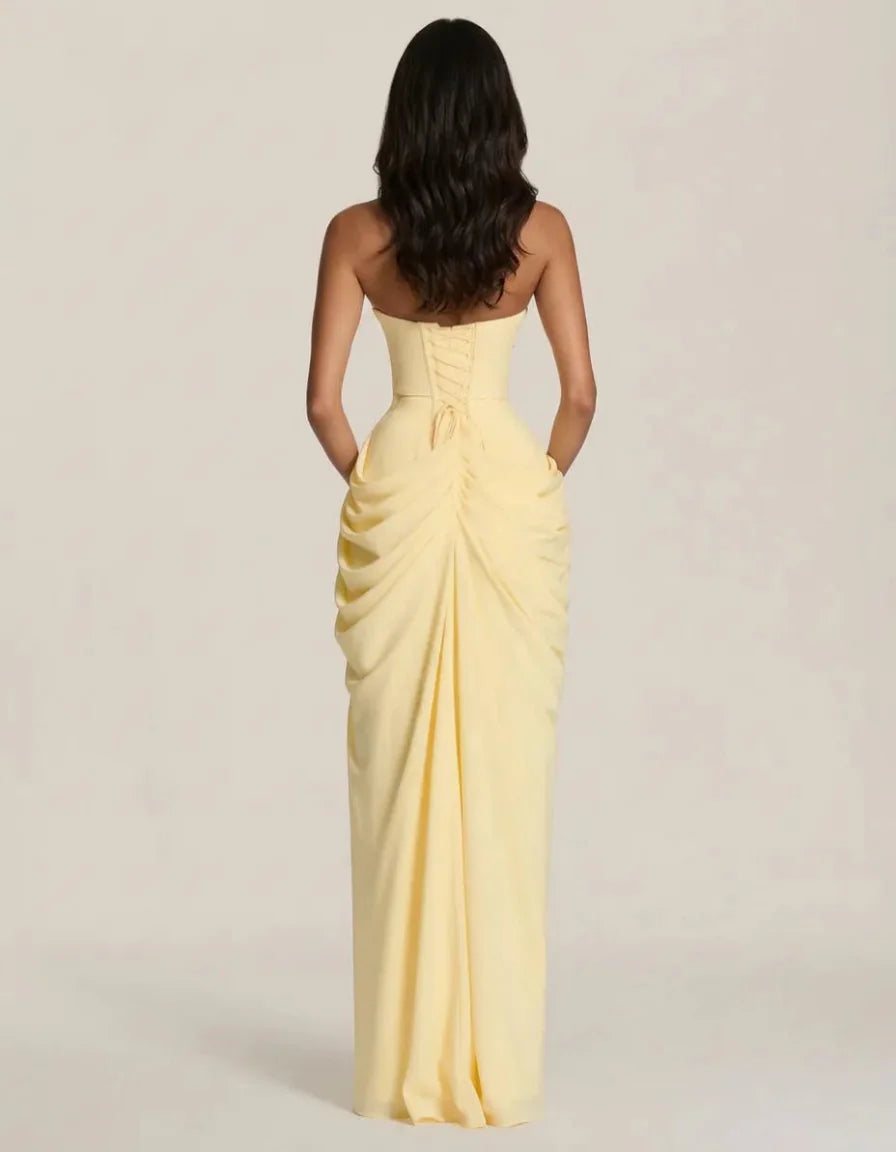 The Dhalia — Draped Strapless Evening Gown