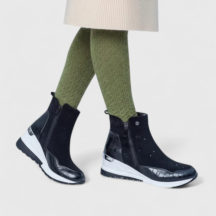 BROOKE – STYLISH ZIP-UP WEDGE BOOTS