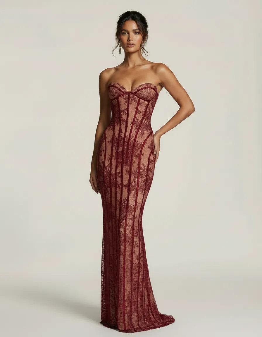 Ismeria - Sculpted Lace Gown