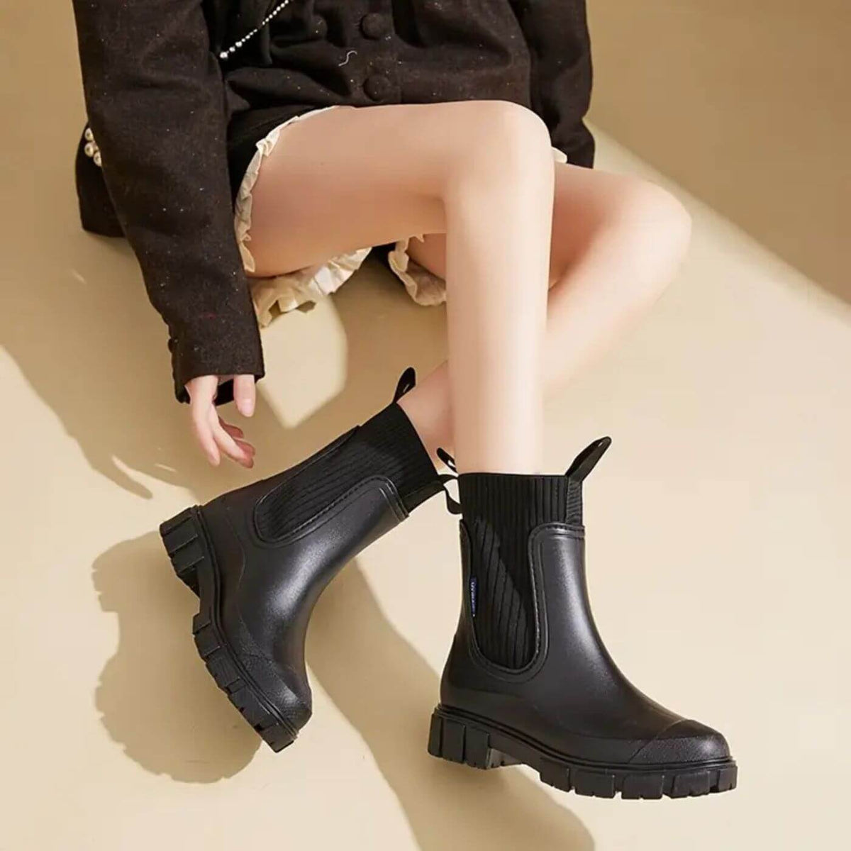 ARIANA – CHUNKY KNIT RAIN BOOT