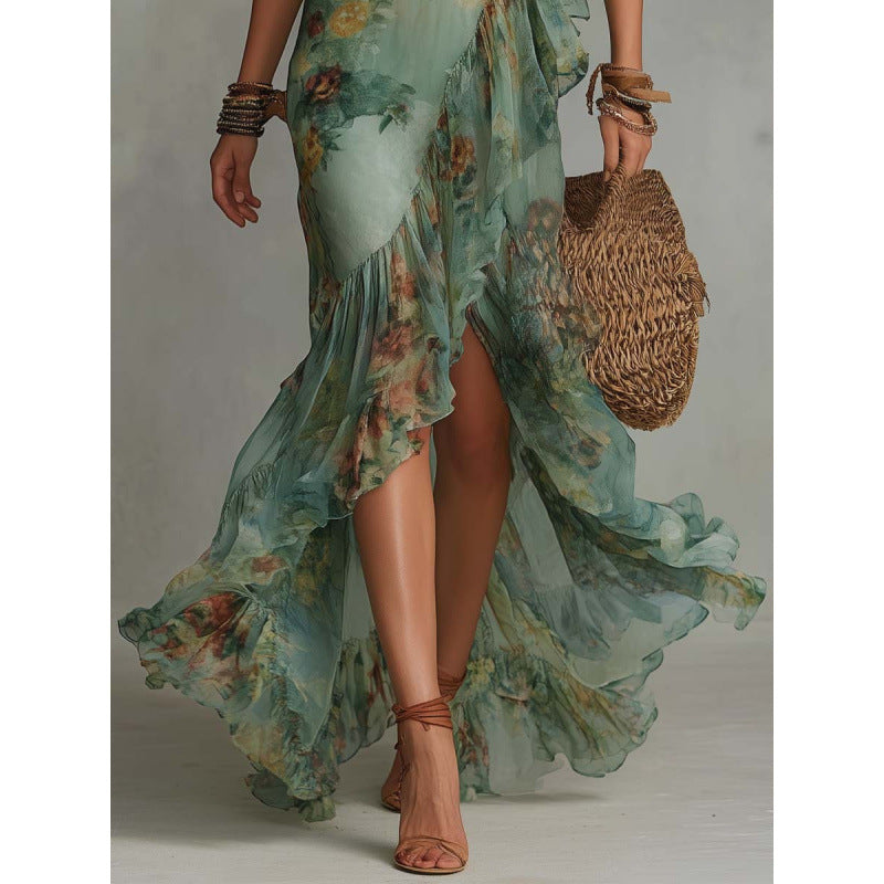 Celeste | Floral Ruffle Wrap Dress