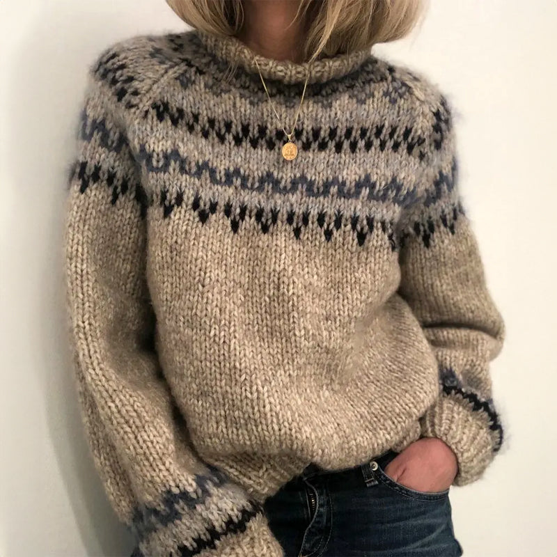 CLAIRE – NORDIC PATTERN KNIT SWEATER