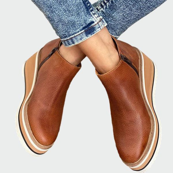 Cozy Everyday Leather Wedge Boots