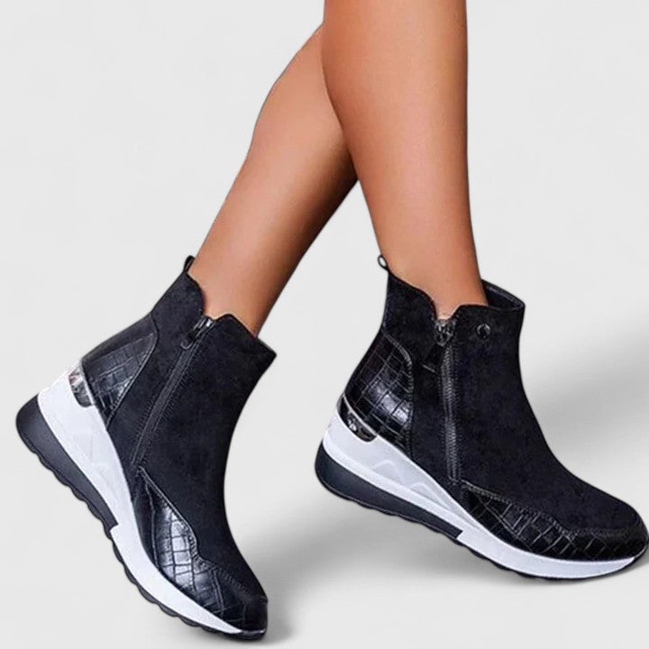 BROOKE – STYLISH ZIP-UP WEDGE BOOTS