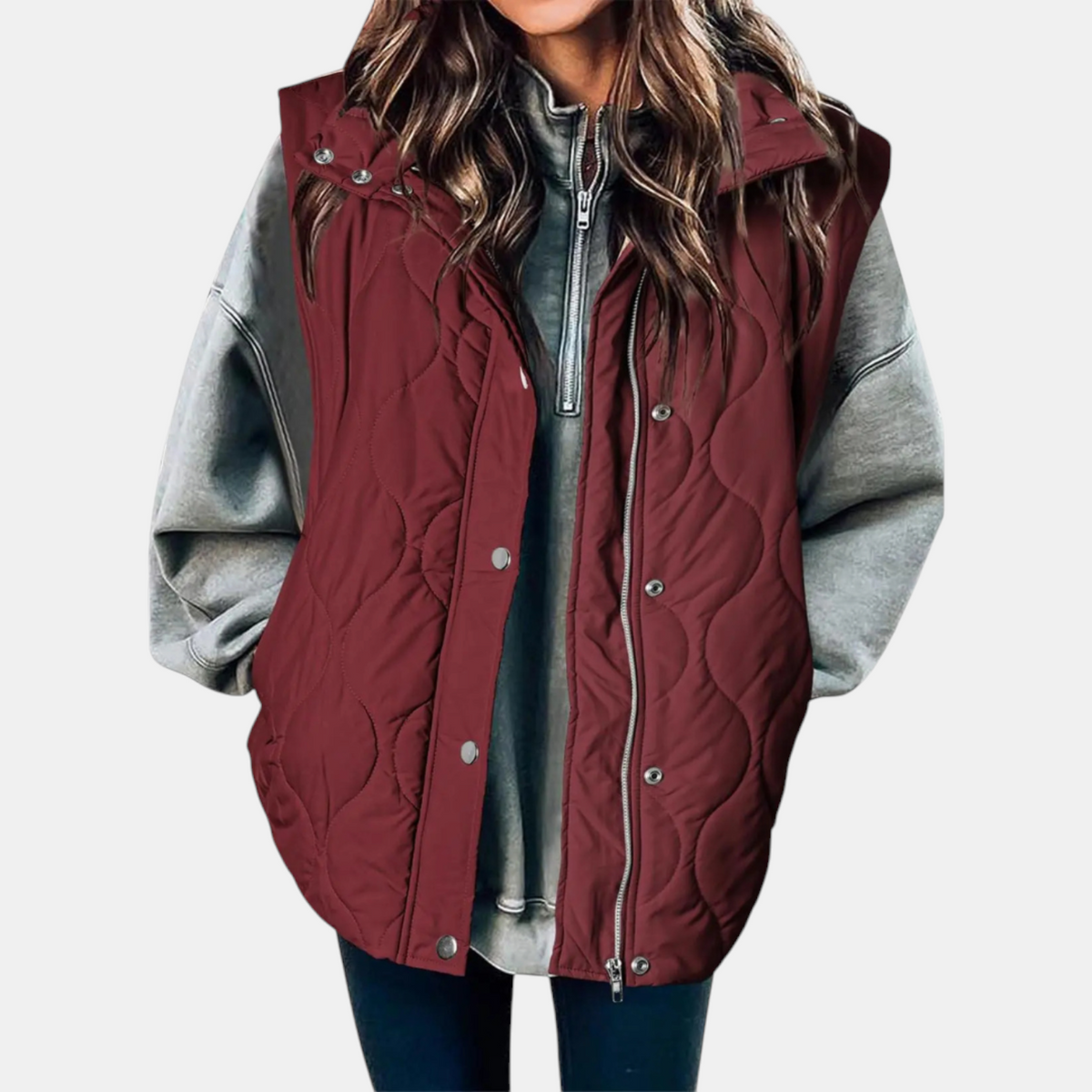 Women’s Puffer Vest Quilted Zip Up Snap Button Sleeveless Coat