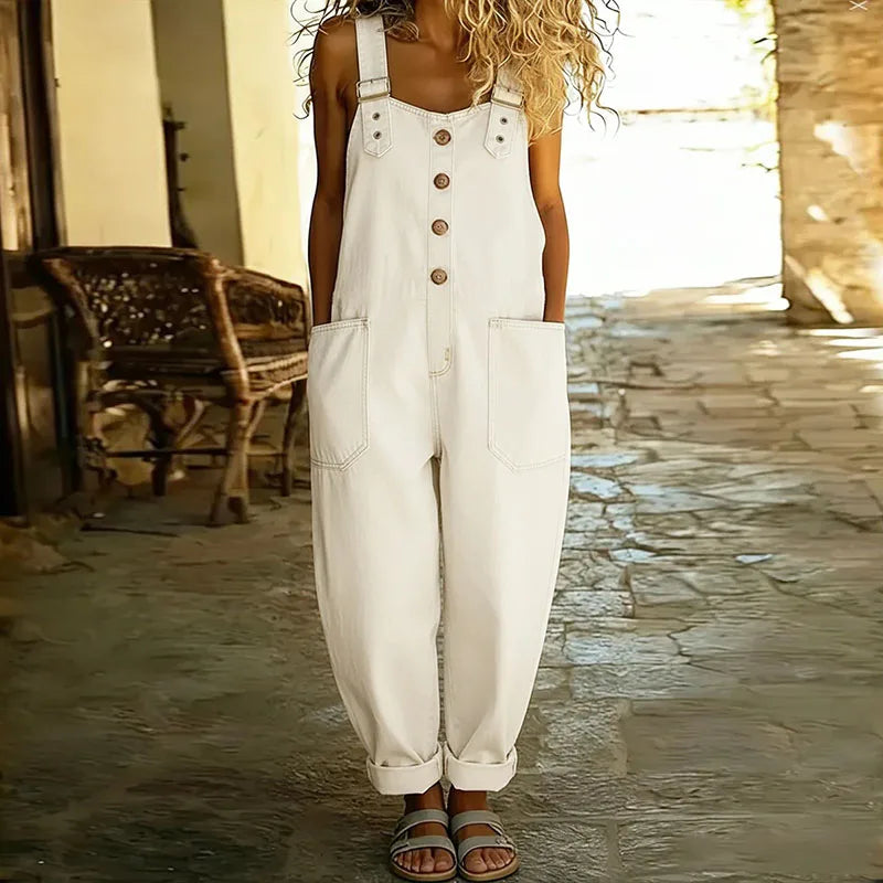 Carmen - Vintage Cotton Denim Jumpsuit with Adjustable Straps