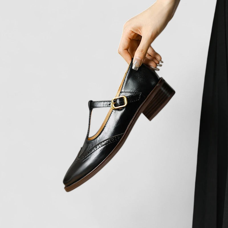 ANDREA – VINTAGE T-STRAP LEATHER SHOES