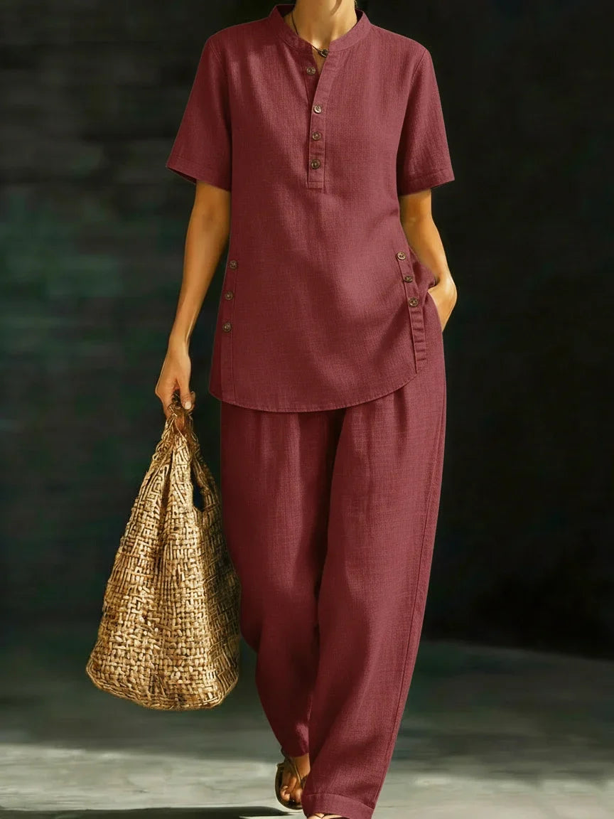 Serena | Classic Button Detail Two-Piece Set