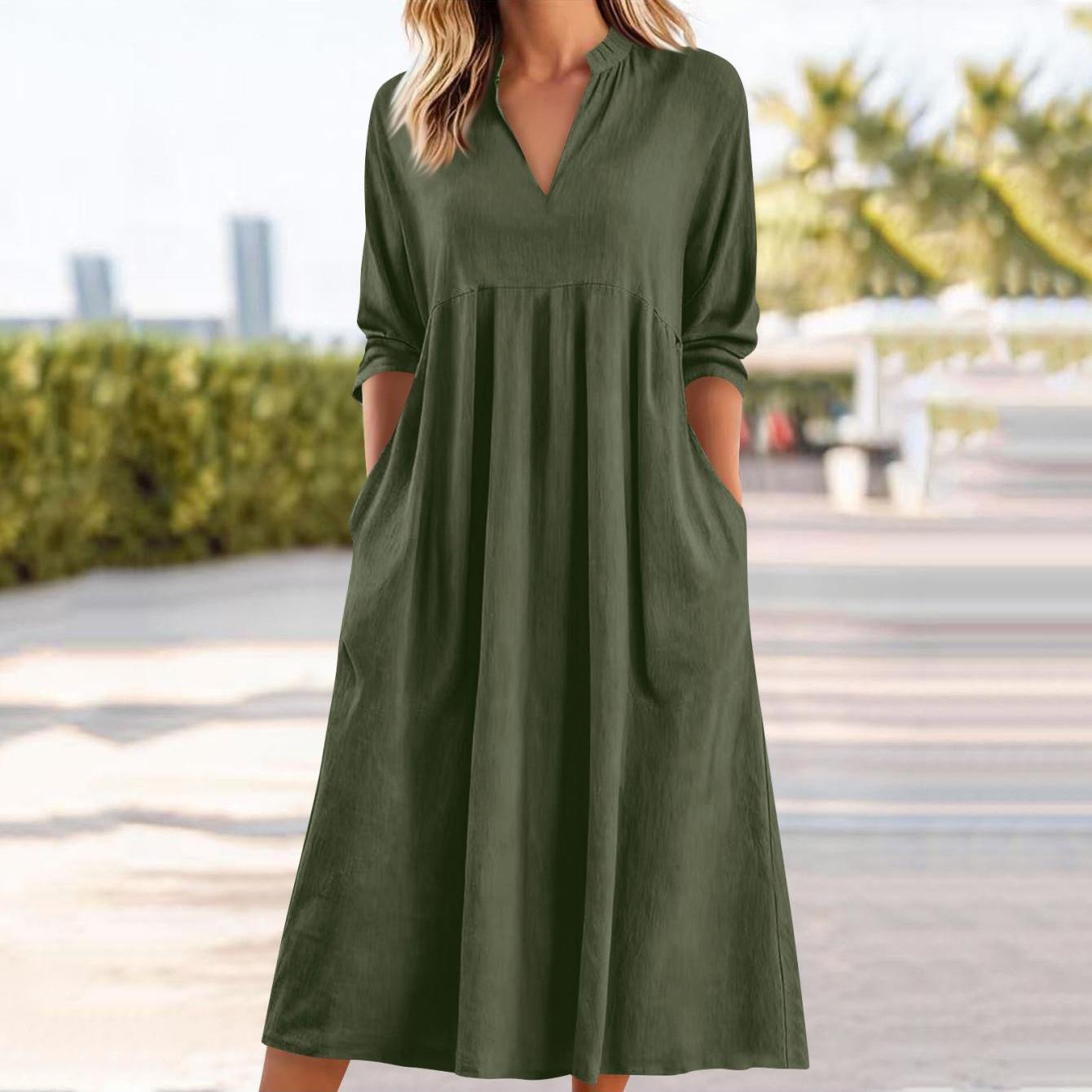 Amber | Elegant Midi Dress with Pockets