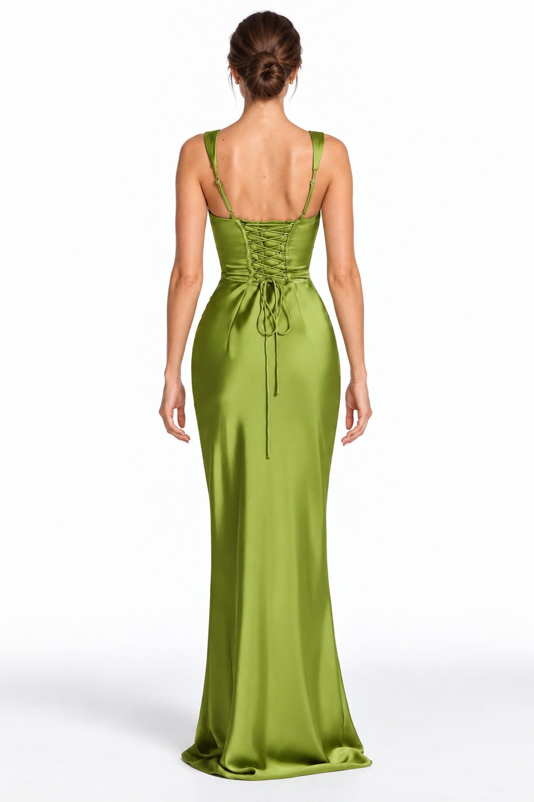 Clarisse · The Olive Ruched Square Neck Maxi Dress
