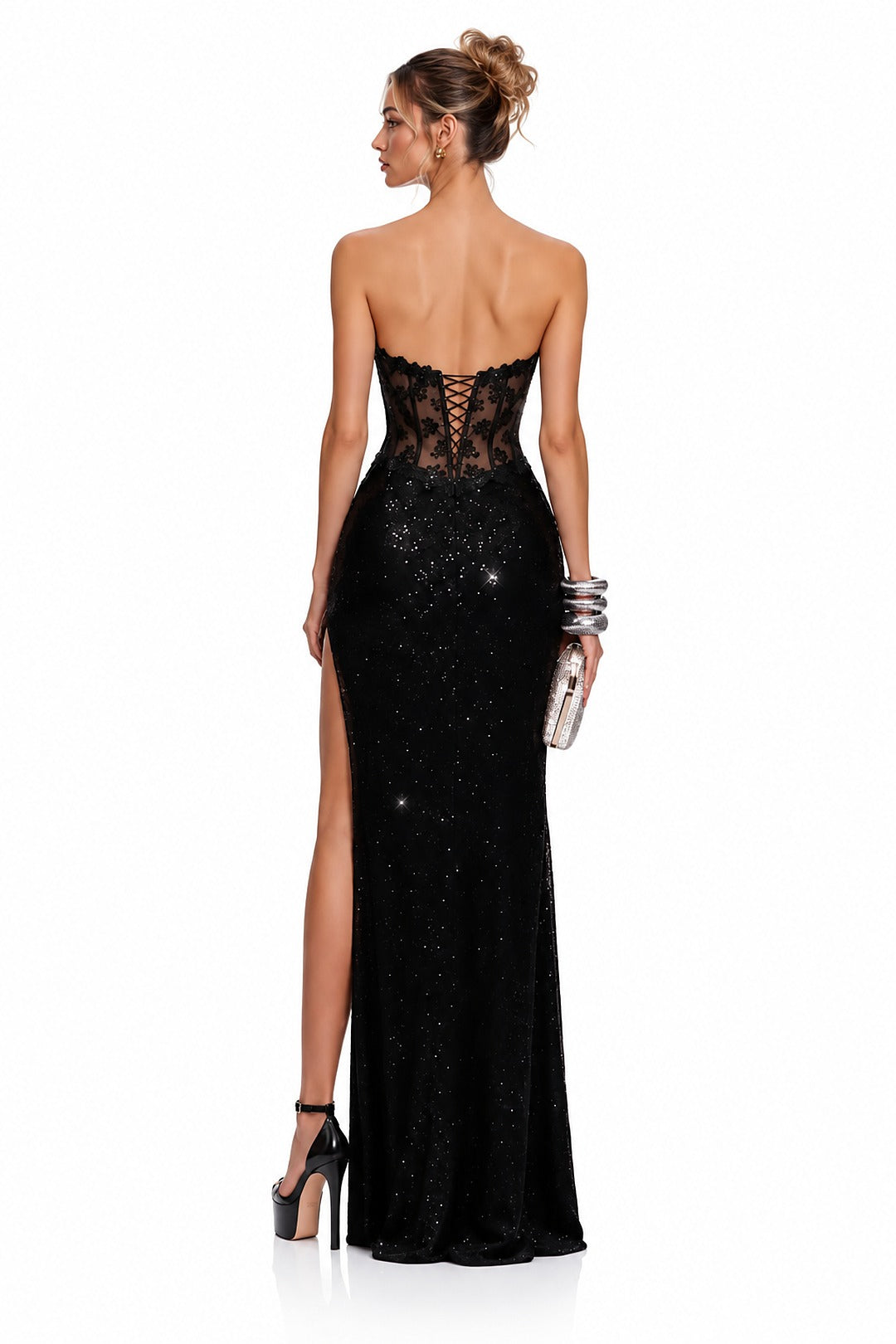 Séraphine · The Black Sparkle Halter Corset Gown
