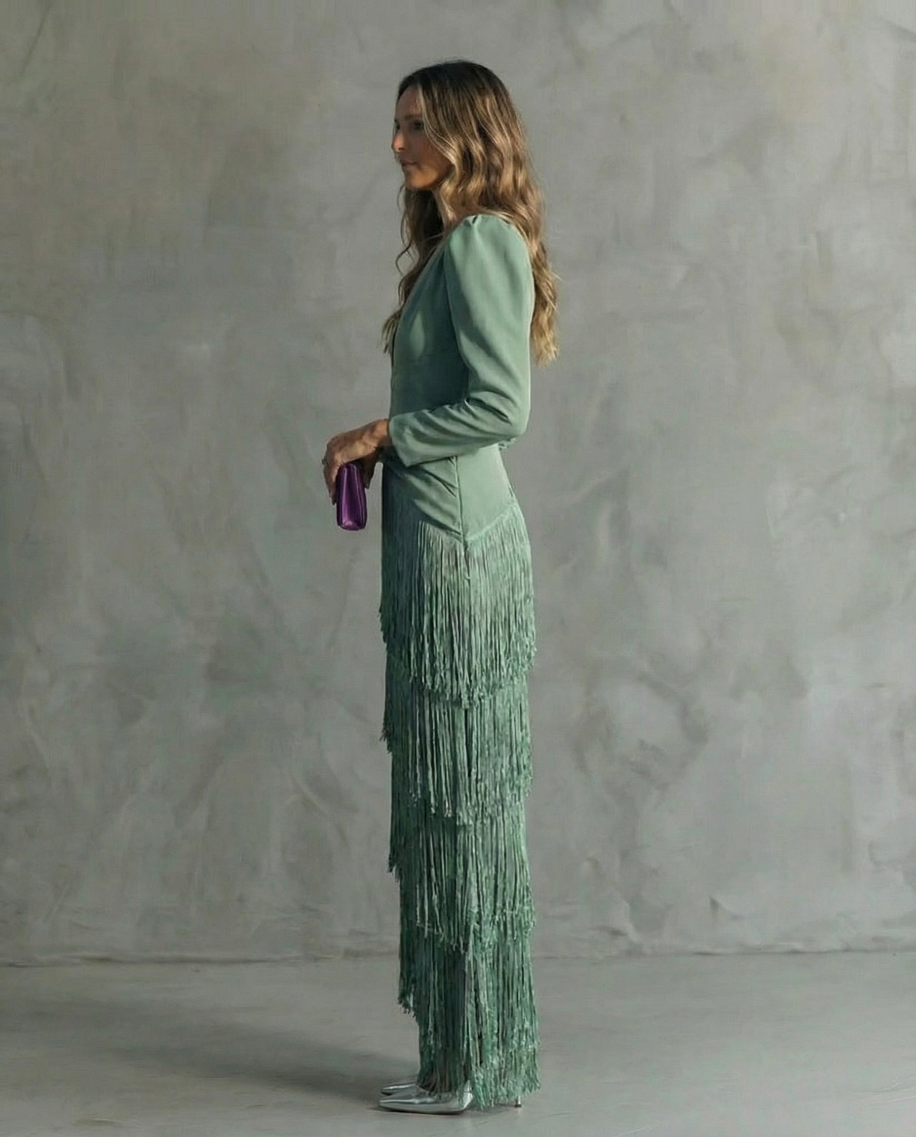 Chiara – Elegant Dress with Fringe Sleeves