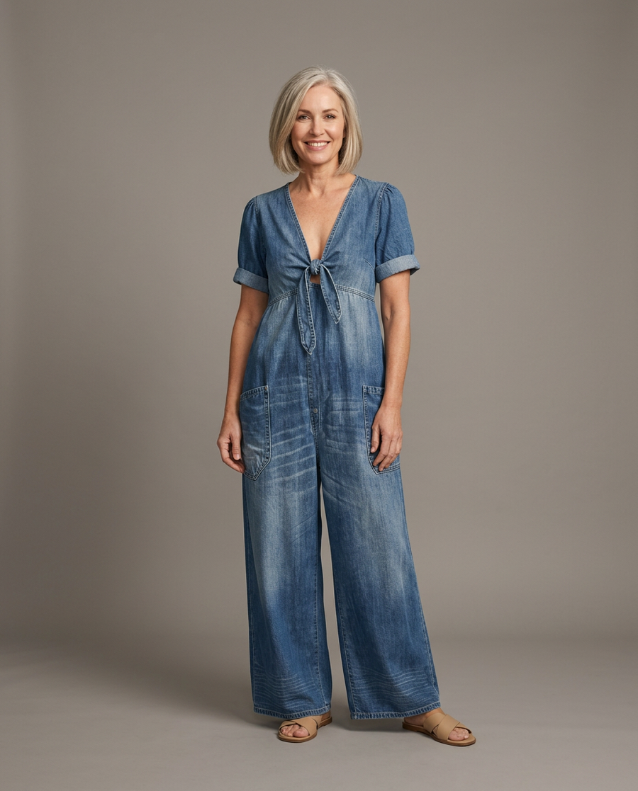 Maya | V-neck jumpsuit with short sleeves