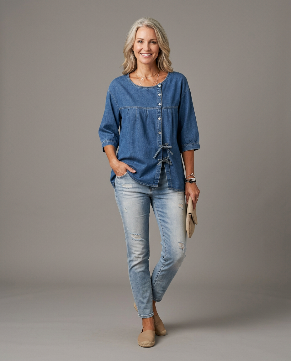 Lily | Vintage Loose Denim Blouse