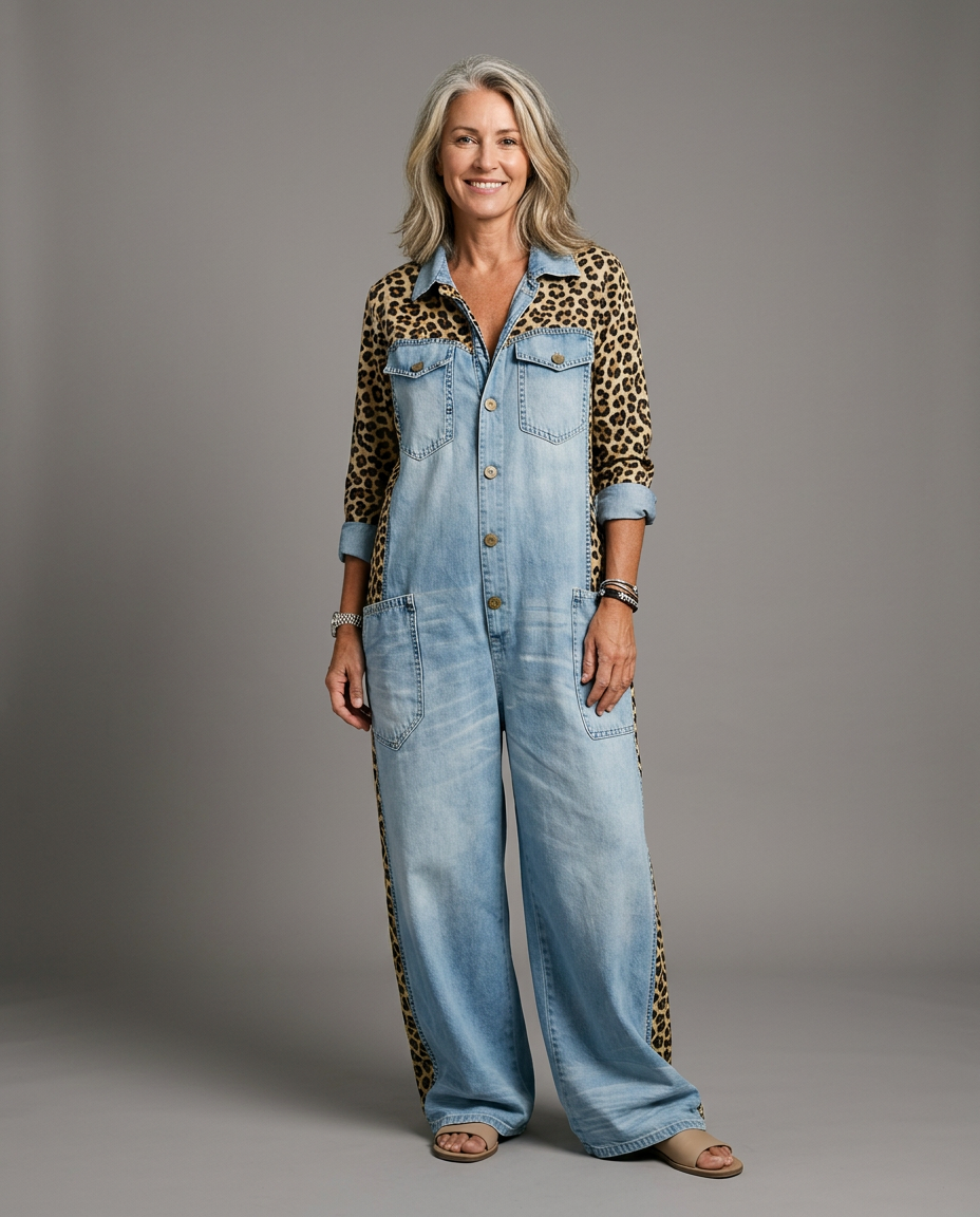 Amanda | Long Sleeve Denim Jumpsuit