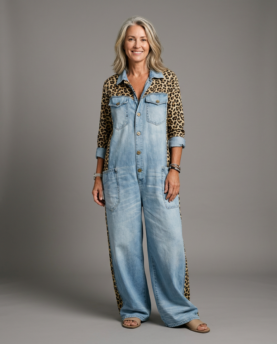 Amanda | Long Sleeve Denim Jumpsuit