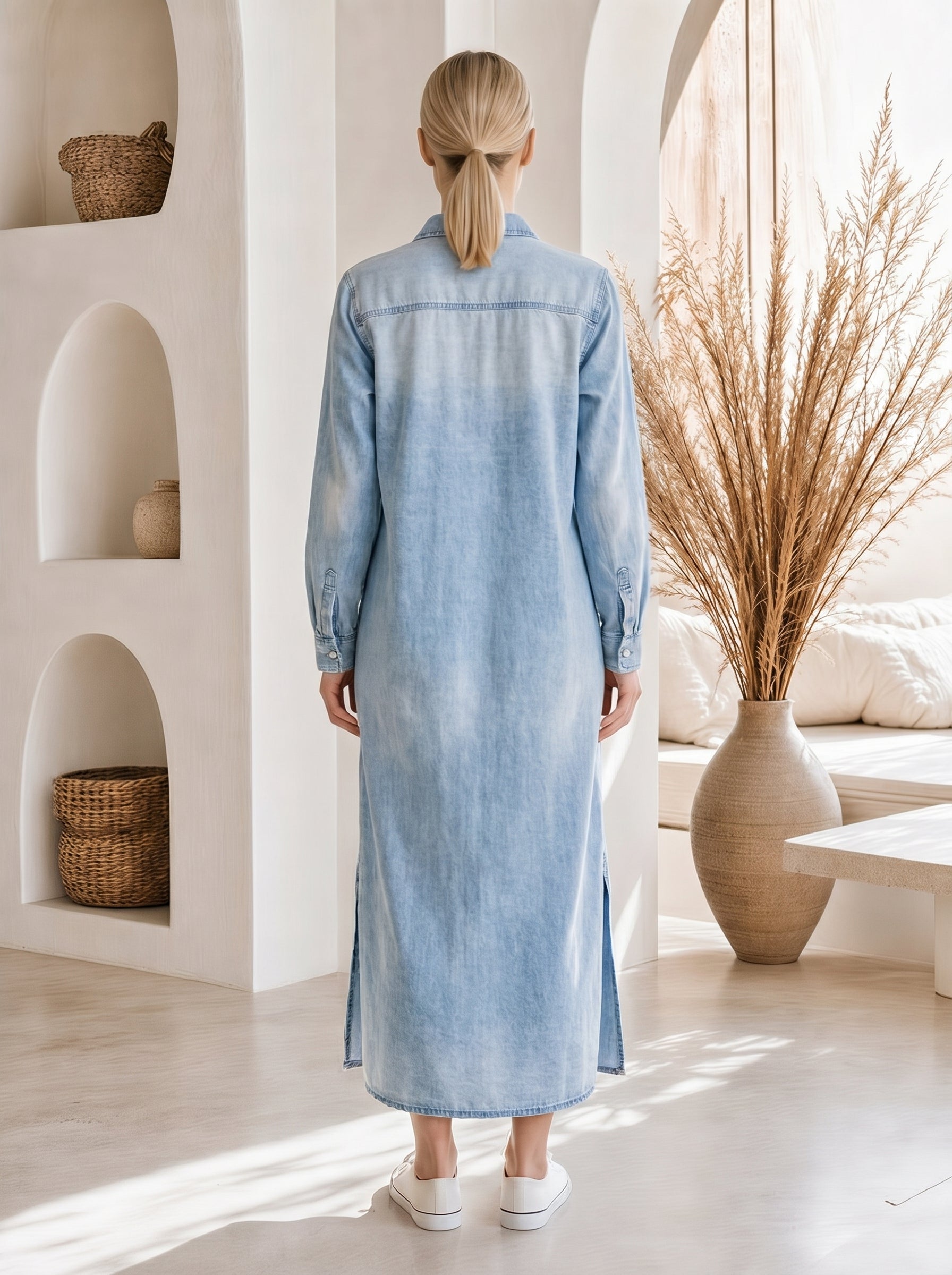 Wren – Denim Maxi Shirt Dress