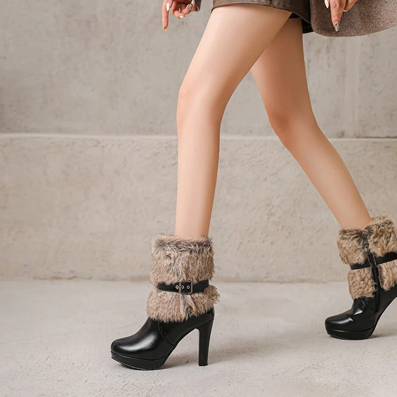 Scarlett Fur-Cuff Heel Boot
