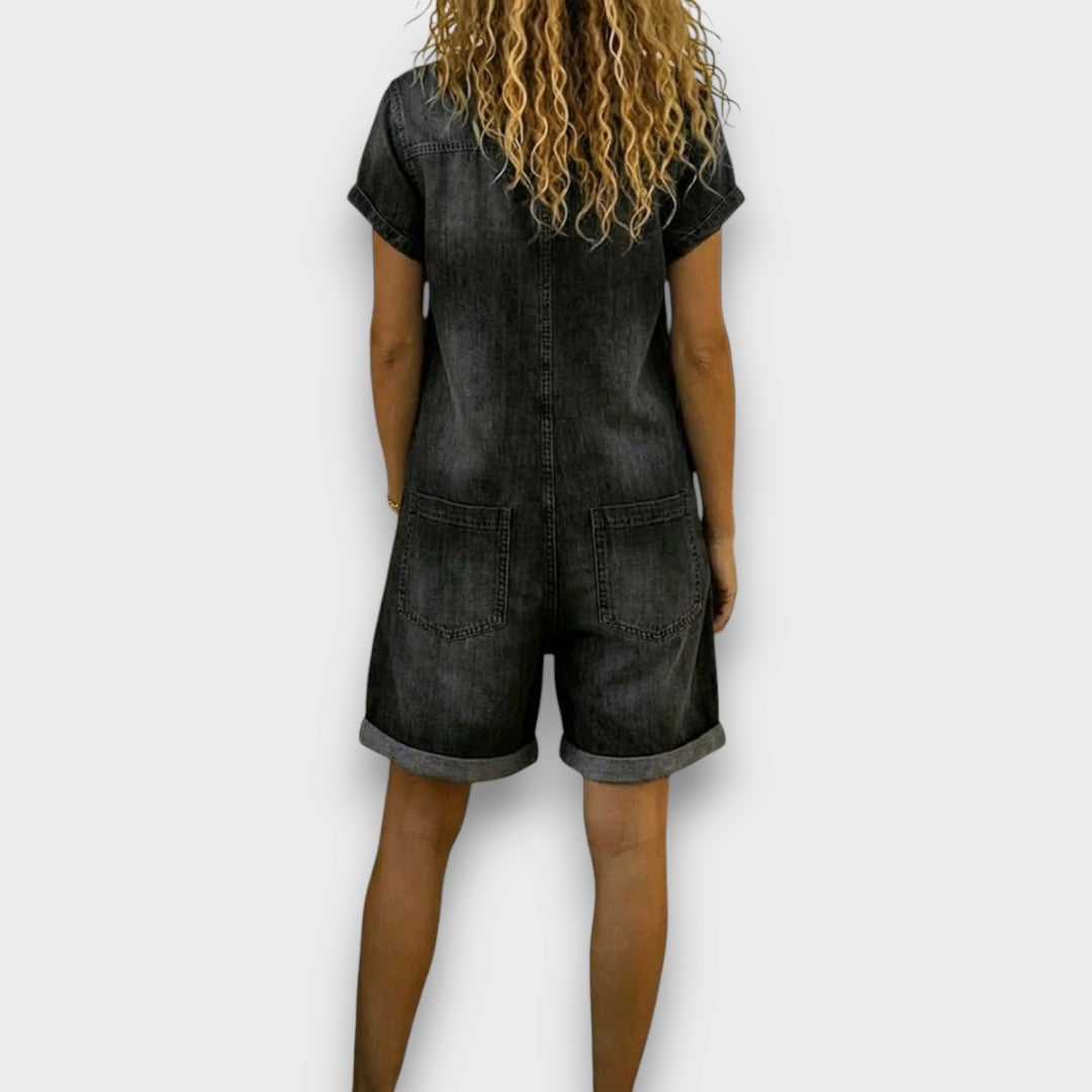 Sofía - Vintage Short Cotton Dungarees with a Denim Look