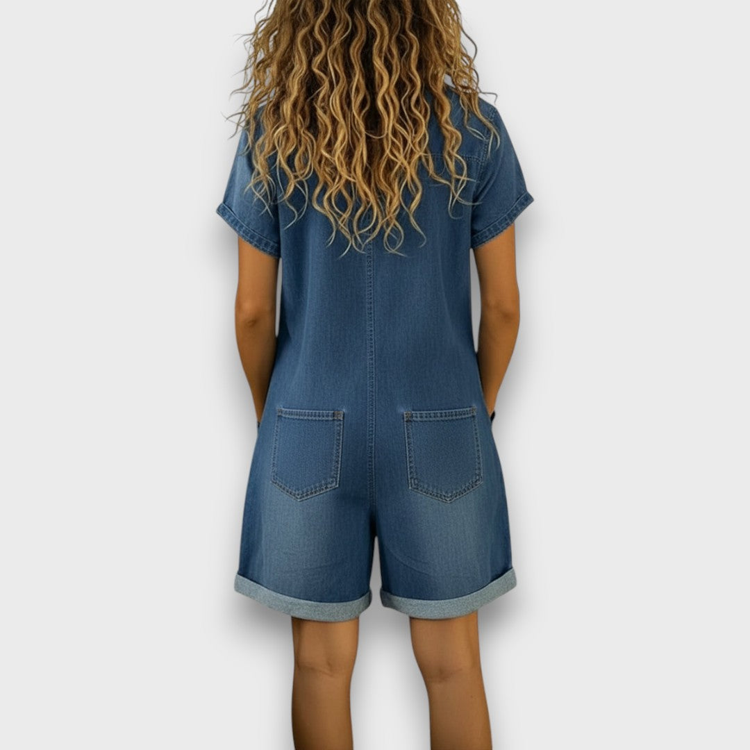 Sofía - Vintage Short Cotton Dungarees with a Denim Look