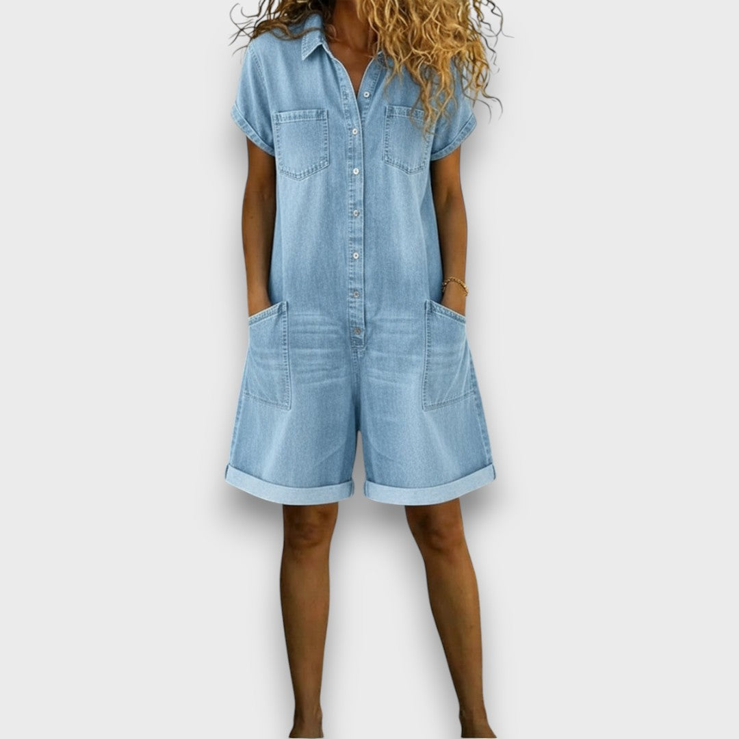 Sofía - Vintage Short Cotton Dungarees with a Denim Look